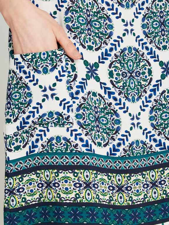 Positano Tile Print Shift Dress, Blue, large