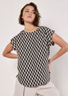 Geo Triangles Woven T-Shirt, Black, large