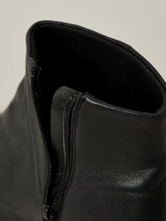 Black Ankle Leather Boot, Black, large