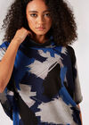 Paint Stroke Cowl Neck Top, Blue, large