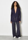 Rib Knitted Blazer, Navy, large