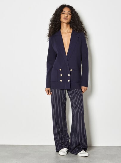 Rib Knitted Blazer