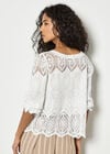 Floral Lace Button-Down Blouse, White, large