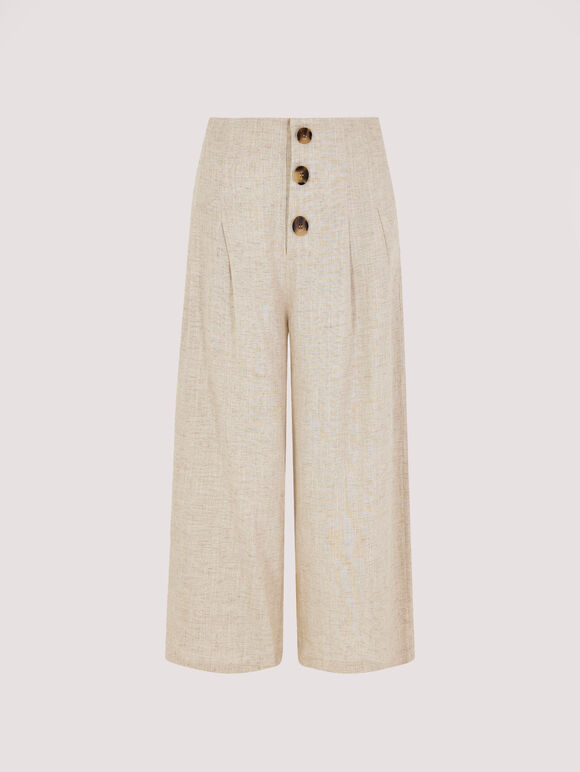 Linen Mix Culotte , Stone, large