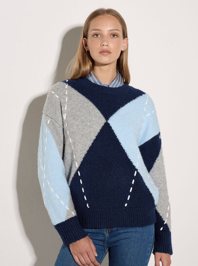 Argyle Diamond Colour Block Jumper