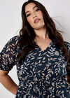 Silhouette Leaf Drawstring Mini Dress, Navy, large