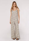 Retro Geo Print Jumpsuit, Stone, large