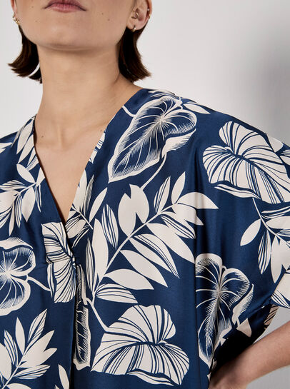 Palm Leaf V Neck Shirt