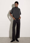 Button Back Soft Knit Top, Dark Grey/Charcoal, large