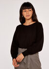 Textured Window Check Jumper, Black, large