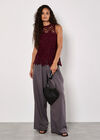 Guipure Floral Lace Top, Burgundy, large