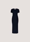 Cable Knit Contrast Trim Midi Dress, Navy, large