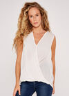 Twist Front Sleeveless Top, White, large