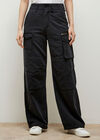 Wide Leg Cargo Jeans, Black, large