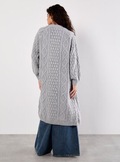 Chunky Cable Knit Longline Cardigan