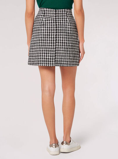 Dogtooth Buttoned Mini Skirt