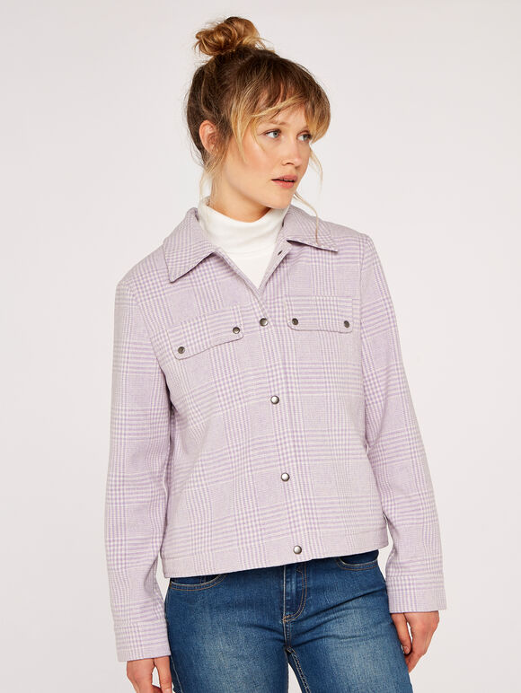 Houndstooth Cropped Jacket, Lilac, large