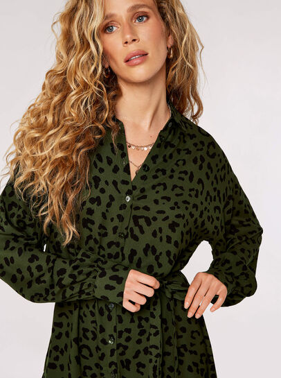 Leopard Print Shirt Mini Dress