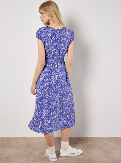 Brush Spot Milkmaid Midi Dress