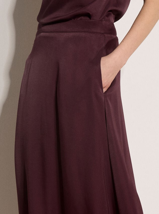 Satin A-Line Maxi Skirt, Purple, large