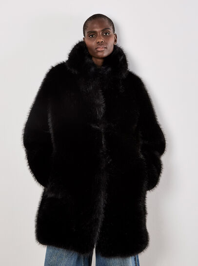 Faux Fur Longline Coat