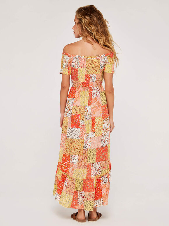 Patchwork Fusion Dress, Orange, large