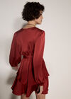 Satin Wrap Mini Dress, Burgundy, large