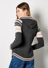 Chevron Sparkle Hooded Jumper, Dark Grey - Charcoal, large