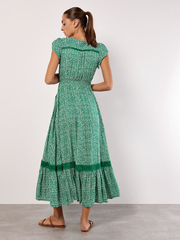 Robe longue à imprimé pois, Vert, grand