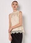 Guipure Floral Lace Top, Cream, large