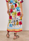 Colourful Sketch Print Culottes, Cream, large