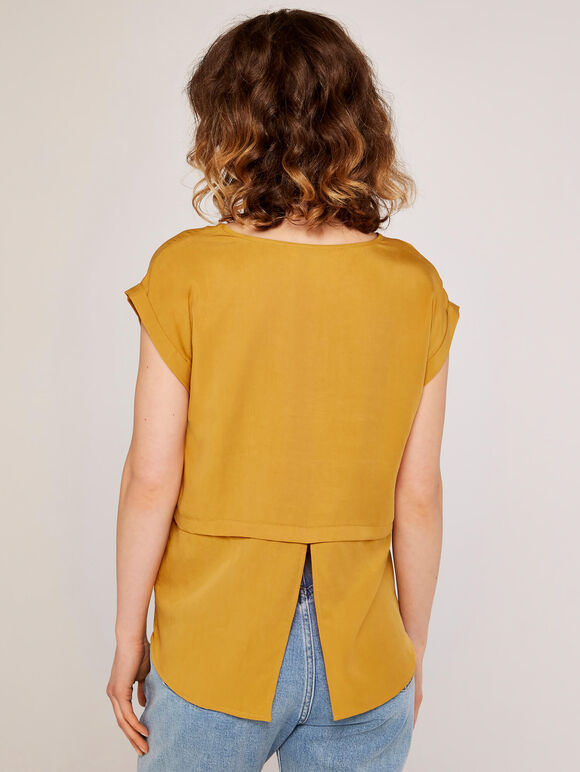 Split Back Tee, Mustard, large