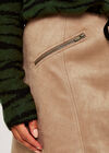 Suedette 2 Zip Pocket Panel Skirt, Stone, large