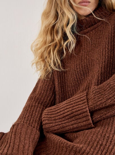 Boucle Knit Fisherman Jumper Mini Dress