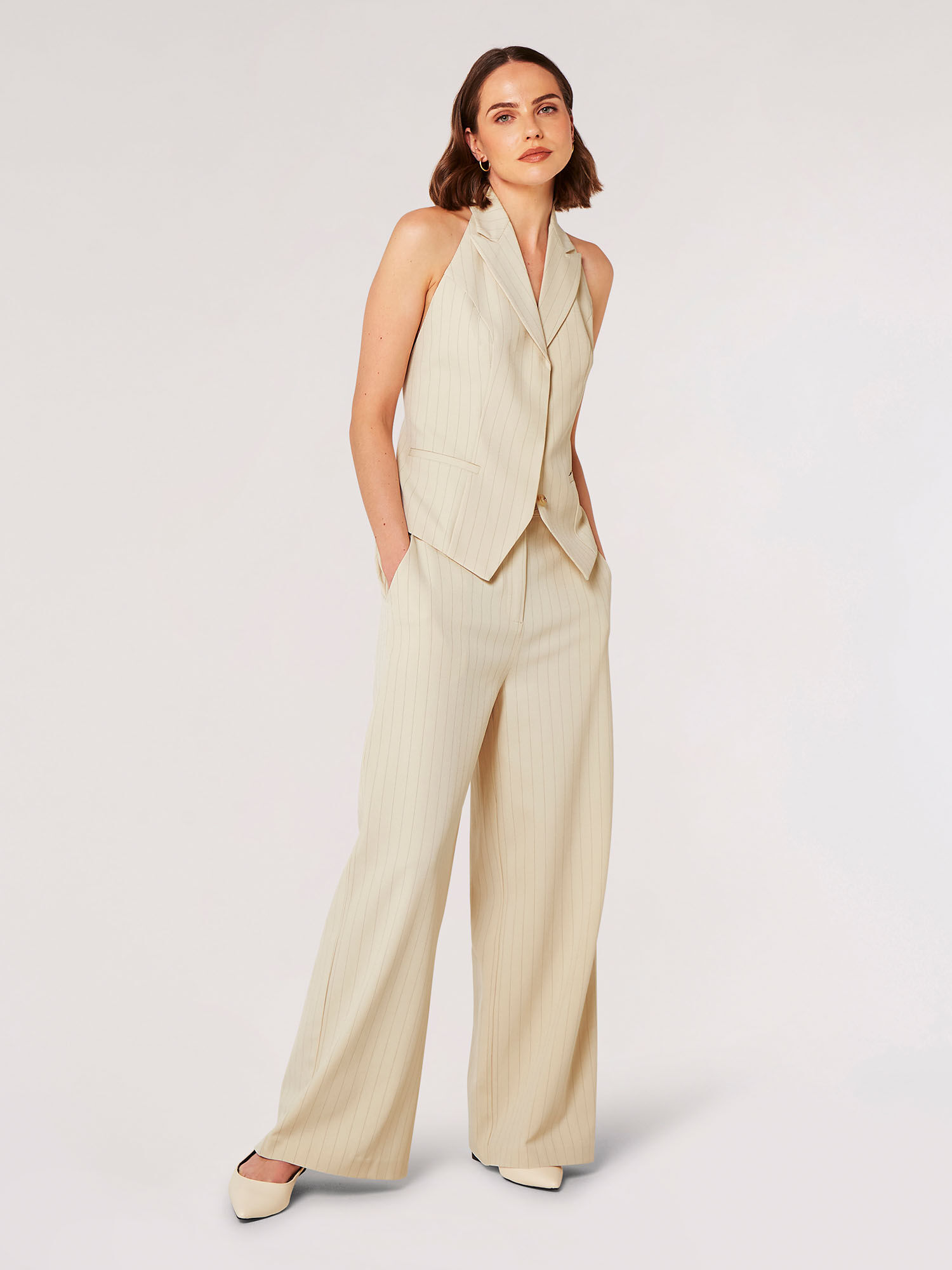 Pinstripe Waistcoat & Palazzo Trousers | Apricot Clothing Pinstripe Waistcoat & Palazzo Trousers | Apricot Clothing