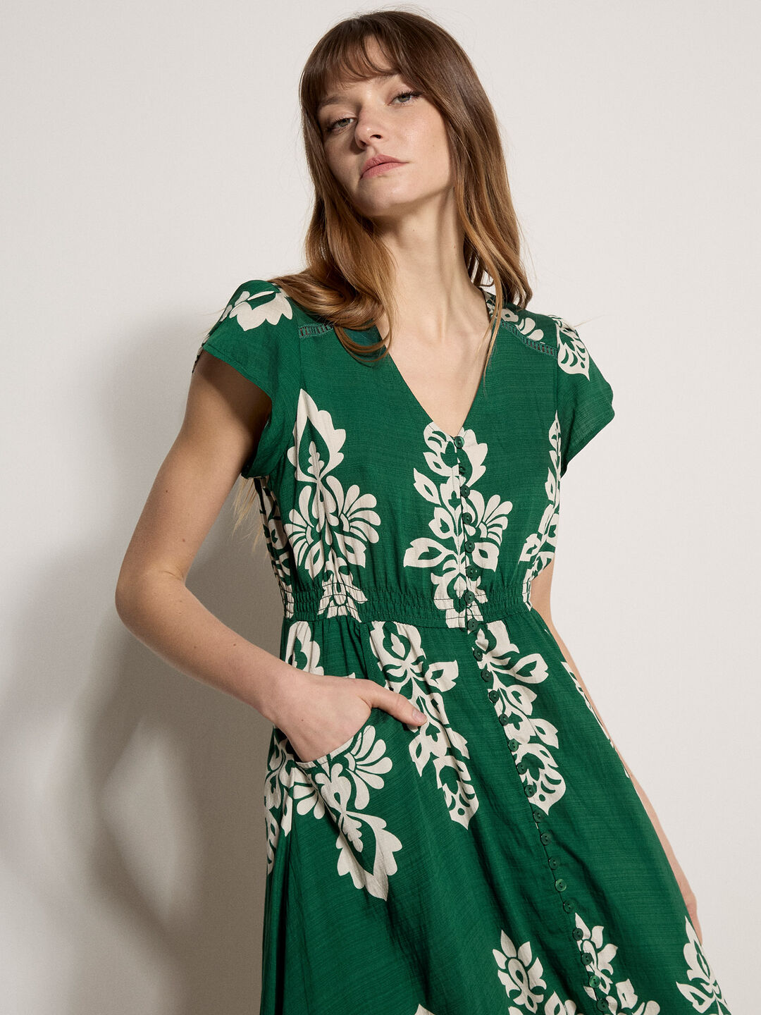 apricot green floral dress Apricot- Swirl Ruffle Cami Dress main image 0
