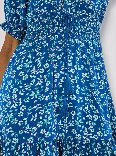 Sarasa Floral Bardot Mini Dress