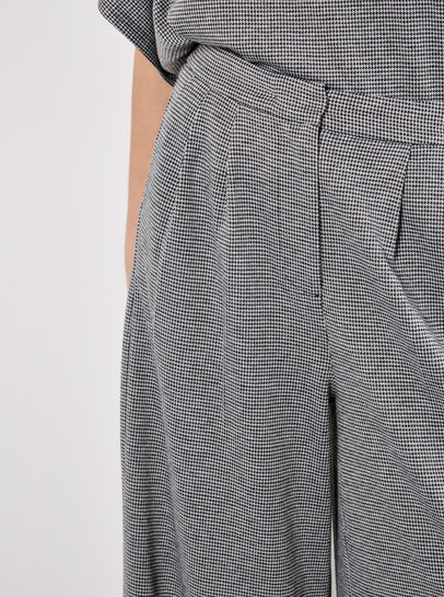Wide Leg Dogtooth Trousers