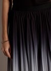 Ombre Pleated Midi Skirt, Black, large
