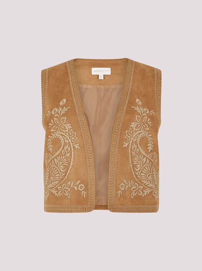 Embroidered Suedette Waistcoat
