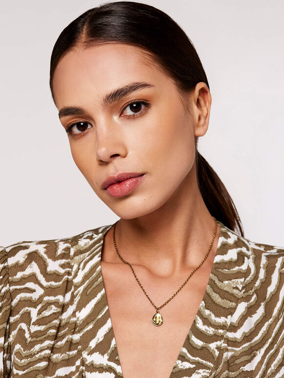 Gold Coin Necklace, Yellow, large