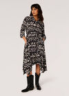 Ikat Shirt Midi Dress, Black, large