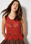 Crochet Circles Crop Top, Orange, large