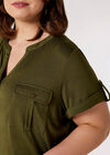 Curve Military V-Neck Top, Khaki, large