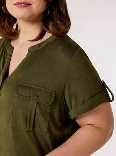 Curve Military V-Neck Top