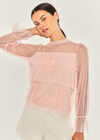 Dobby Mesh Layer Tier Top, Pink, large