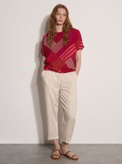 Geometric Patchwork Textured T-Shirt