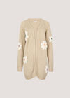 3D Daisy Chunky Knit Cardigan, Stone, large