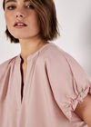 Ruffle Sleeve Woven T-Shirt, Pink, large