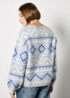 Chevron Geometric Retro Jumper, Blue, large